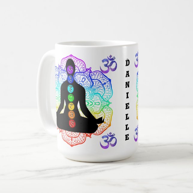 Caneca De Café Chakra Ohm Yogi Zen Mug Personalizado (Frente Esquerda)