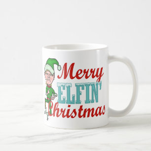 Caneca De Café Chalaça Elfin alegre do Natal do duende engraçado