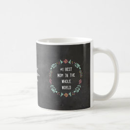 Caneca De Café Chalkboard Floral Garland Melhor Mãe Mug
