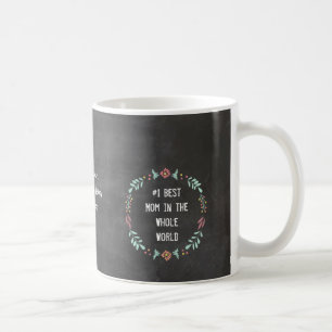 Caneca De Café Chalkboard Floral Garland Melhor Mãe Mug
