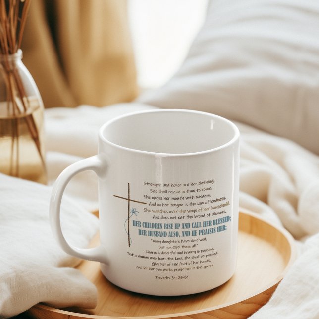 Caneca De Café CHAME-A DE BONITA Mãe Esposa Proverbs 31 Escritura (Criador carregado)