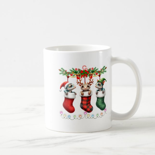 Caneca De Café Chameleon In Christmas Socks Lights Chameleon Xmas (Direita)
