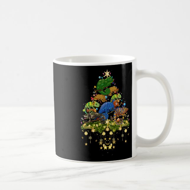 Caneca De Café Chameleons Christmas Tree Lights Holiday Chameleon (Direita)