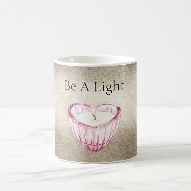 Caneca De Café Champagne Gold Pink Heart Candle Be A Light (Centro)