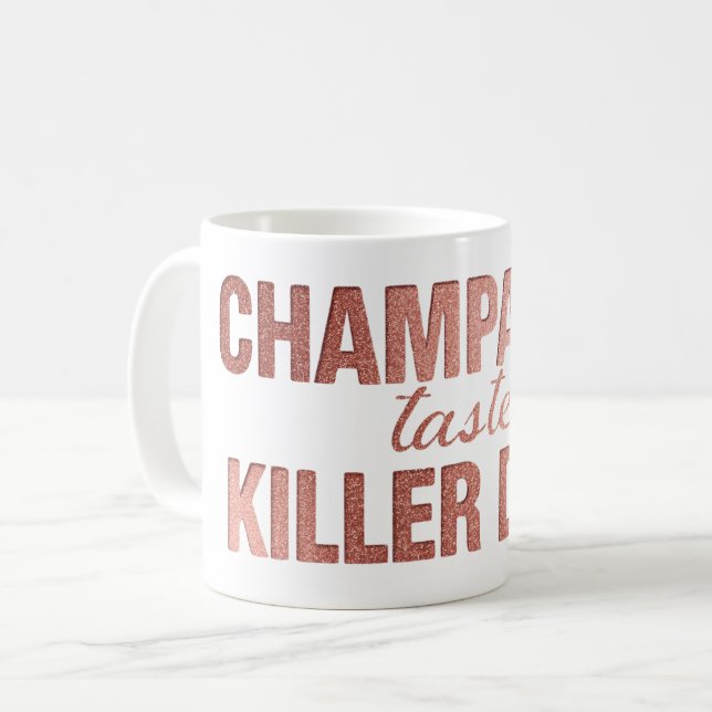 Caneca De Café Champagne Taste Killer Dink - Rose Gold Pickleball (Frente Esquerda)