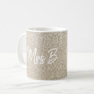 Caneca De Café Champanhe de bege personalizado Sra. Glitter inici