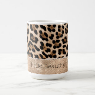 Caneca De Café Champanhe Glitz Cream Leopardo