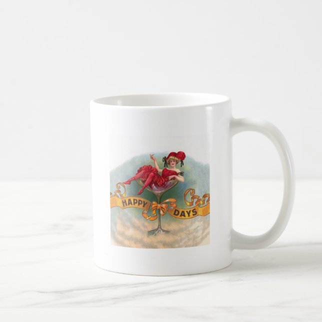 Caneca De Café Champanhe Vermelho Vitoriano Feliz (Direita)