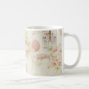 Caneca De Café Chandelier Floral Rosa-Rosa-Rosa-Budoir Francês