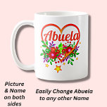 Caneca De Café Change Grandmother Name -  Abuela Heart & Flowers<br><div class="desc">Change this to the name you use for your Grandmother. A perfect gift for Mother's Day,  her Birthday,  or at Christmas - - See my store for lots more great Grandparent Gifts.</div>
