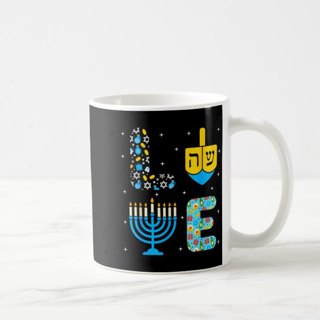 Caneca De Café Chanukah Menorah Dreidel Icons Hanukkah Love Celeb (Direita)