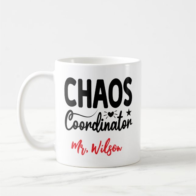 Caneca De Café Chaos Coordinator Notebook – Funny Teacher Quote (Esquerda)