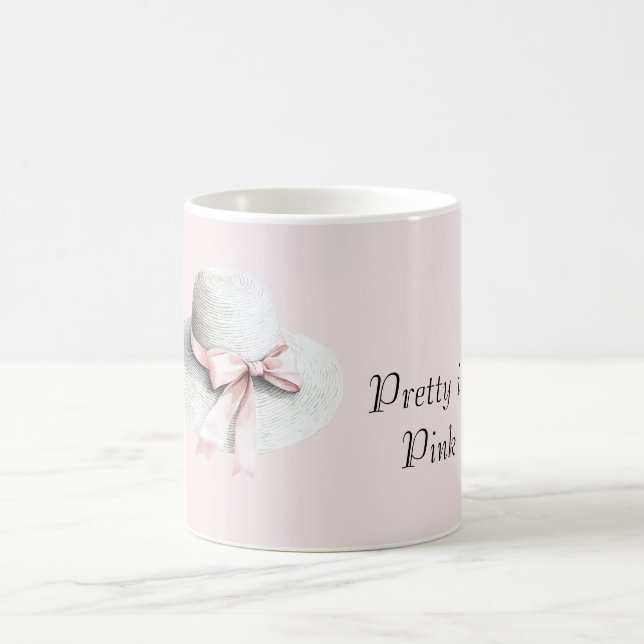 Caneca De Café Chapéu Branco Creme Laço Rosa (Centro)