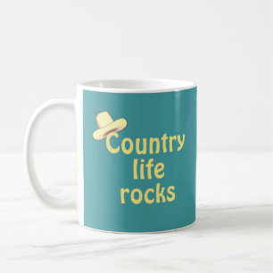Caneca De Café Chapéu Country & Caligrafia em Turquesa
