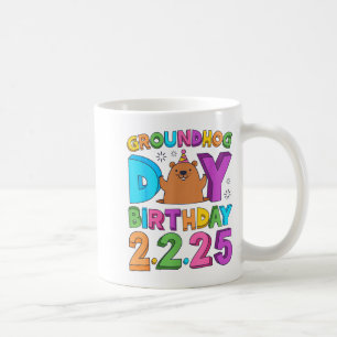 Caneca De Café Chapéu de Aniversário do Dia da Marmota Retro 60s 