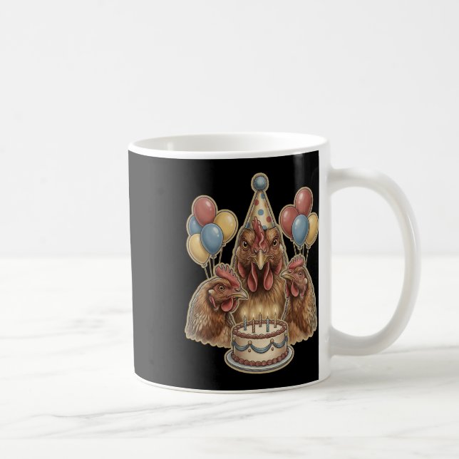 Caneca De Café Chapéu de Bolo de Aniversário de Frango Engraçado  (Direita)