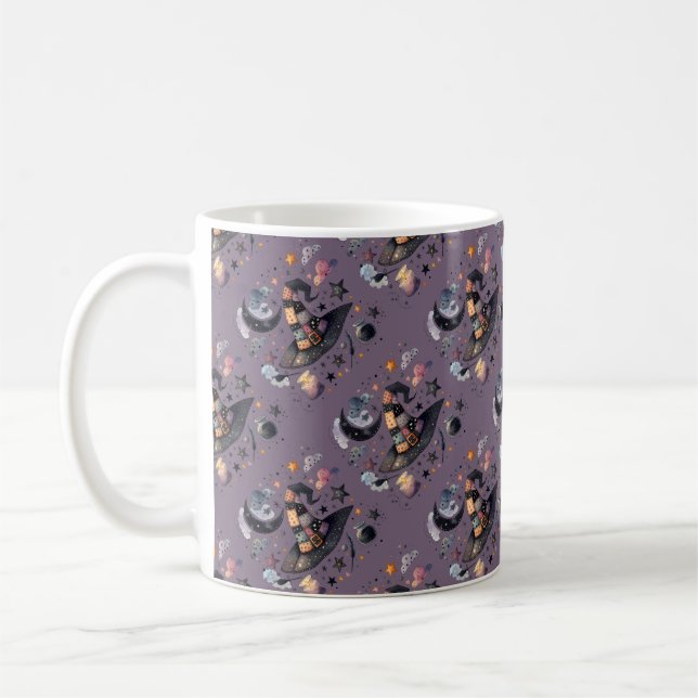Caneca De Café Chapéu de Bruxa Caprichoso e Magia Celestial (Esquerda)