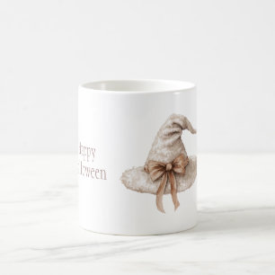 Caneca De Café Chapéu de Bruxa com Laço Creme Aconchegante Hallow