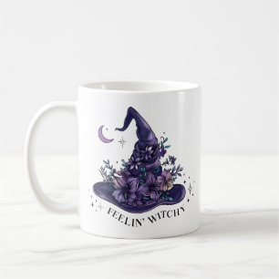 Caneca De Café Chapéu de bruxa floral sentindo-se bruxa