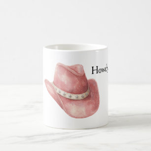 Caneca De Café Chapéu de Cowboy Cowgirl Estrelas Prateadas Vermel