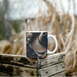 Caneca De Café Chapéu de Cowboy Ocidental com Florais
