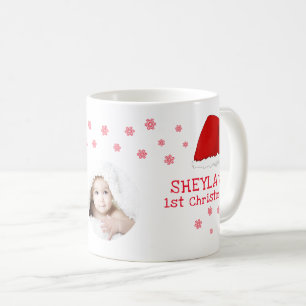 Caneca De Café Chapéu de Natal do Primeiro Natal do Bebê Floco de