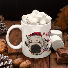 Caneca De Café Chapéu de Natal Personalizado de Cachorro com Cabe