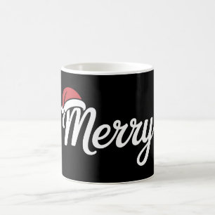 Caneca De Café Chapéu de Natal Vermelho Preto Ousado