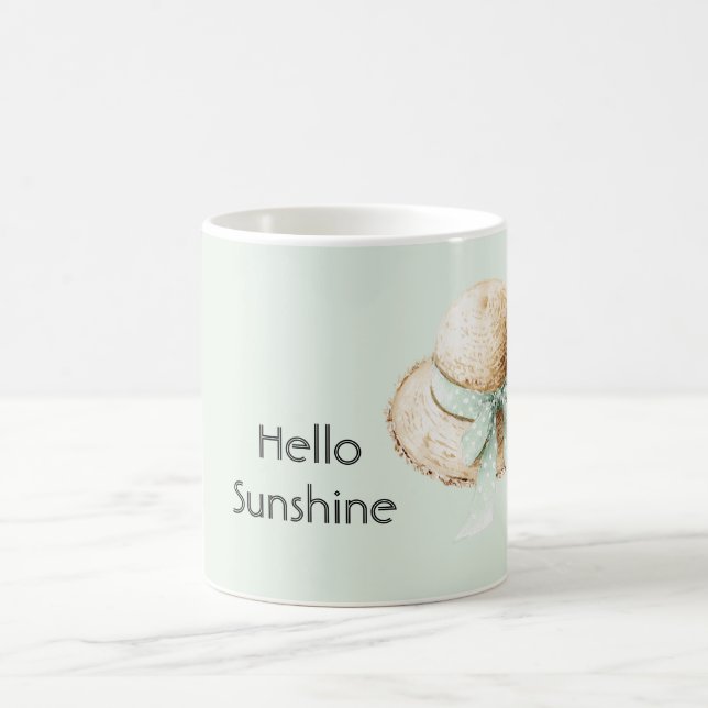 Caneca De Café Chapéu de Palha com Laço Verde Água Sol (Centro)