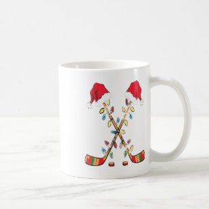 Caneca De Café Chapéu de Papai Noel de Hockey Luzes de Natal Espo