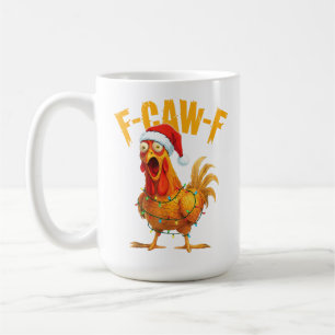 Caneca De Café Chapéu de Papai Noel Luz de Natal Galinha Engraçad