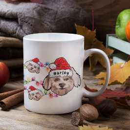 Caneca De Café Chapéu de Papai Noel Personalizado para Cachorro M