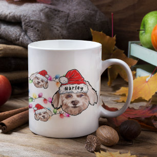 Caneca De Café Chapéu de Papai Noel Personalizado para Cachorro M