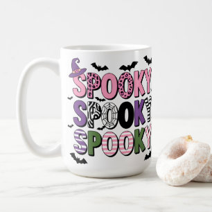 Caneca De Café Chapéu e Morcego Coloridos das Bruxas de Halloween