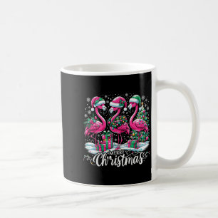 Caneca De Café Chapéu Feliz Natal Santa Flamingo Luz Natal