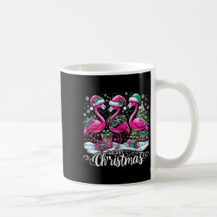 Caneca De Café Chapéu Feliz Natal Santa Flamingo Luz Natal