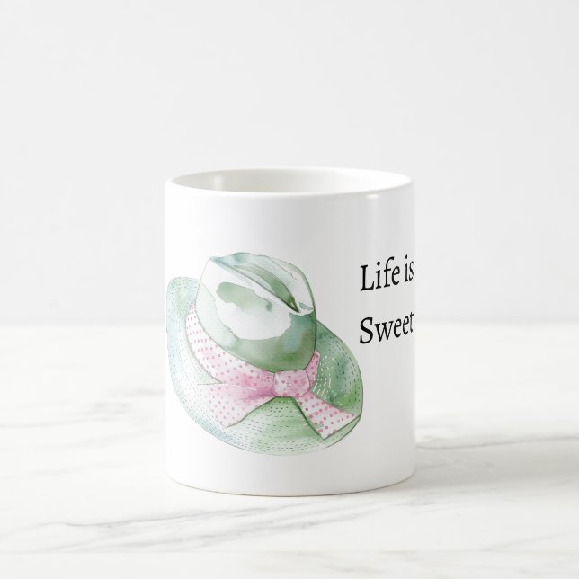 Caneca De Café Chapéu Rosa Menta A Vida é Doce (Centro)