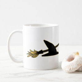 Caneca De Café Chapéu & vassoura da bruxa