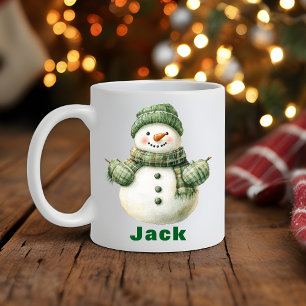 Caneca De Café Chapéu Verde e Luvas do Homem de Neve Natal