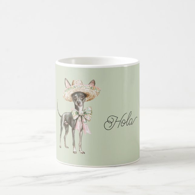 Caneca De Café Chapéu Verde Rosa Laço Cachorro (Centro)