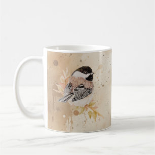 Caneca De Café Chapim-de-cabeça-preta Pintado à Mão em Aquarela O