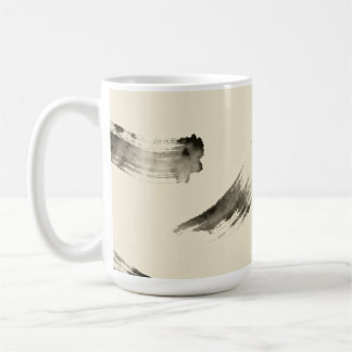 Caneca De Café Charcoal Strokes Pattern | Minimal Beige Abstract