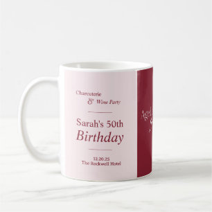 Caneca De Café Charcuteria & Vinho Festa de 50º Aniversário Blush