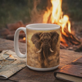 Caneca De Café Charging Elephant | African Wildlife Power Art