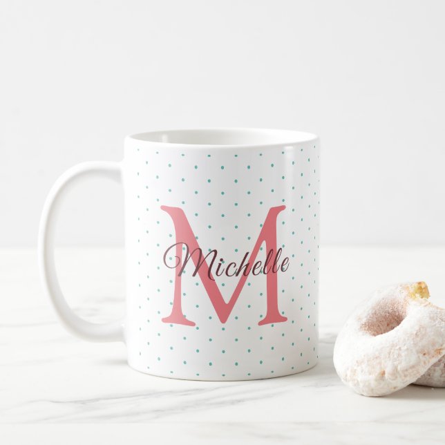 Caneca De Café Charisma Red Inicial Monograma Personalizado Seu N (Com Donut)
