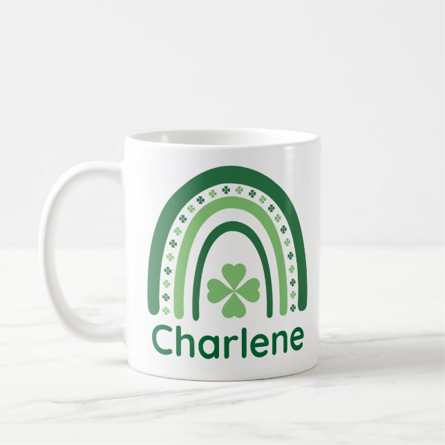 Caneca De Café Charlene Nome Clover Boho Rainbow (Esquerda)