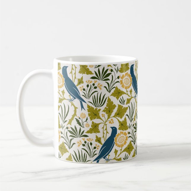 Caneca De Café Charles Voysey Entre as Folhas com Bluebird (Esquerda)