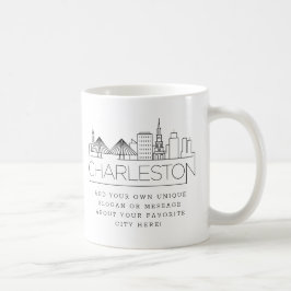 Caneca De Café Charleston City Stylized Skyline | Slogan Personal