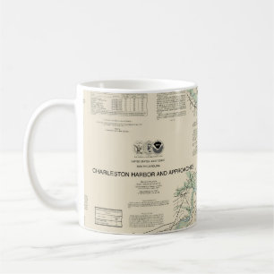 Caneca De Café Charleston Harbor e aproxima-se do Gráfico Náutico