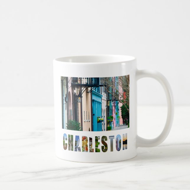 Caneca De Café Charleston South Carolina Rainbow Row Houses (Direita)